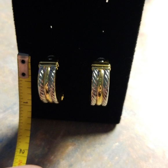 Gold and Silver Rope Twist Huggies - Picture 5 of 6